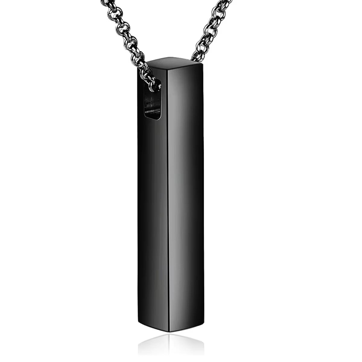 Elegant Stainless Steel Vertical Cubic Bar Urn Pendant Necklace - Memorial Ash Keepsake Jewelry in 3 Stunning Colors