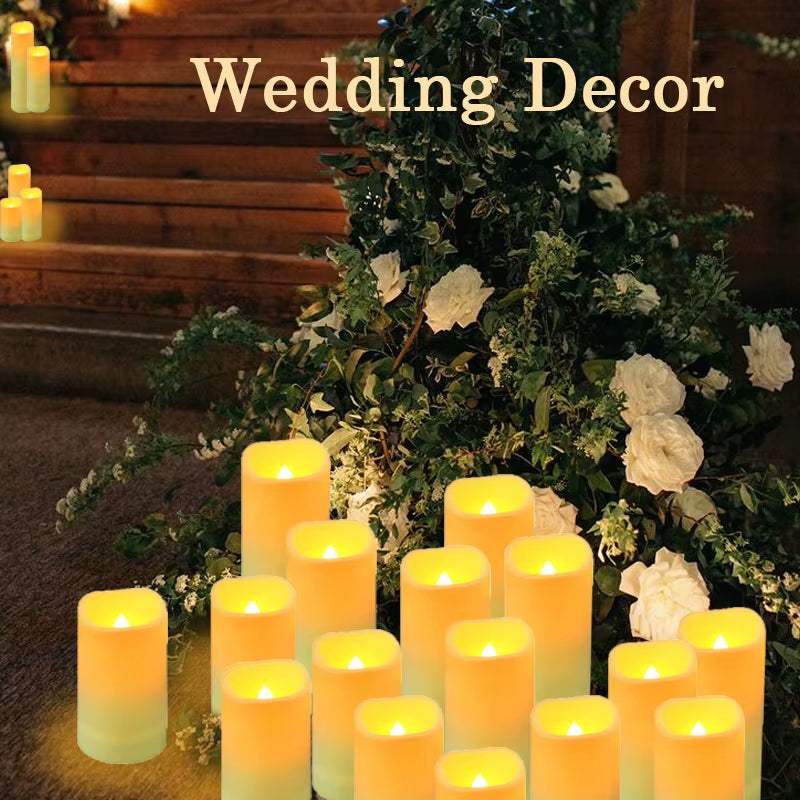 12-180Pcs LED Candles Flameless Candles with Remote(2'*3/4/5/6') Wedding Candles Battery Operated Candles Fireplace Decor