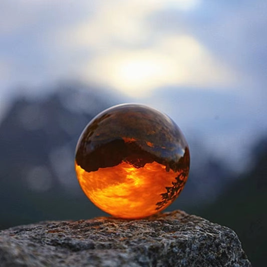 30Mm-100Mm Amber Crystal Ball Asian Rare Obsidian Sphere Crystal Ball Healing Stone Decor Feng Shui