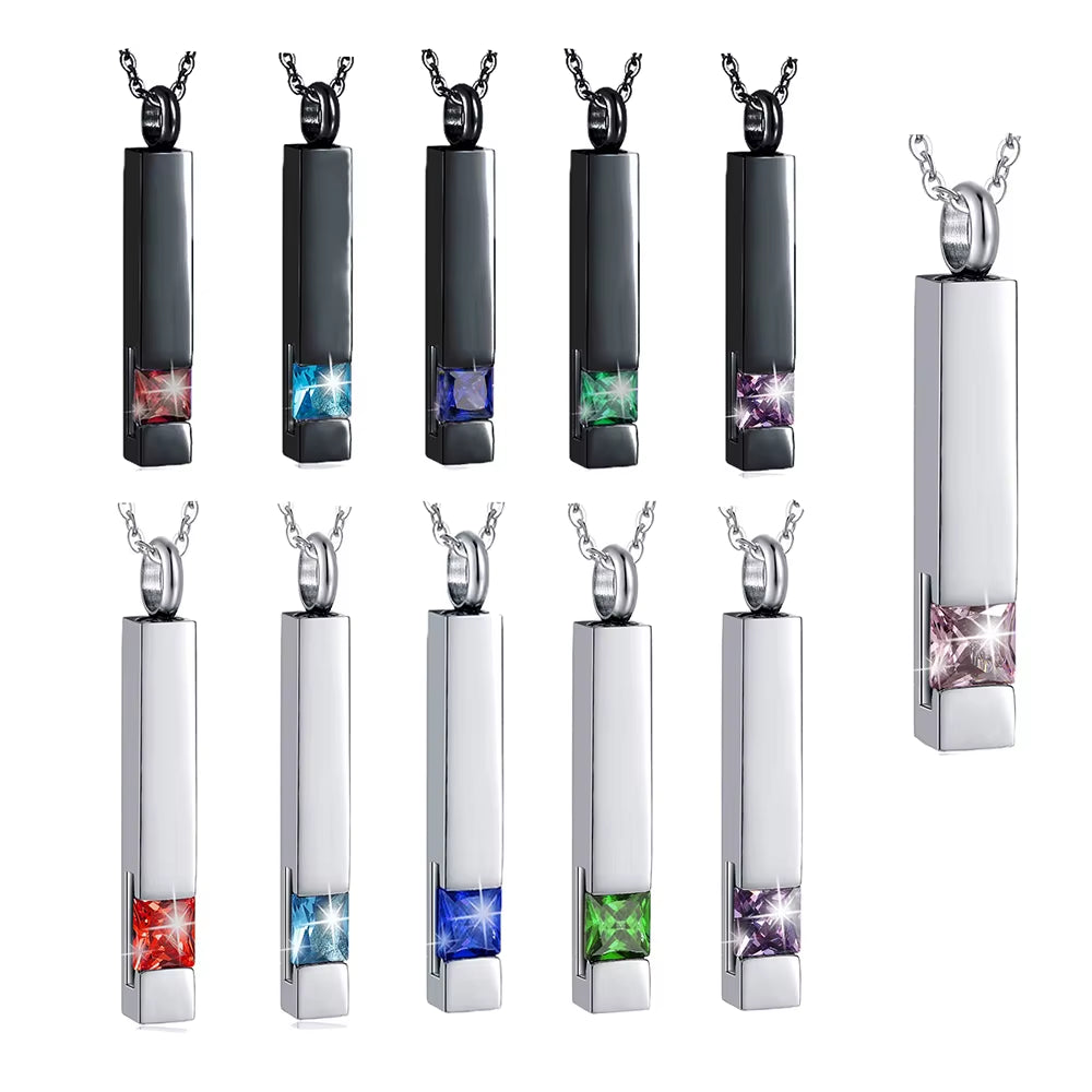 Elegant Crystal Cube Cremation Urn Necklace - Engravable Memorial Keepsake for Ashes
