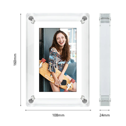 Where Memories Live" - 5” Rechargeable Acrylic Digital Photo Frame with Stunning IPS Display