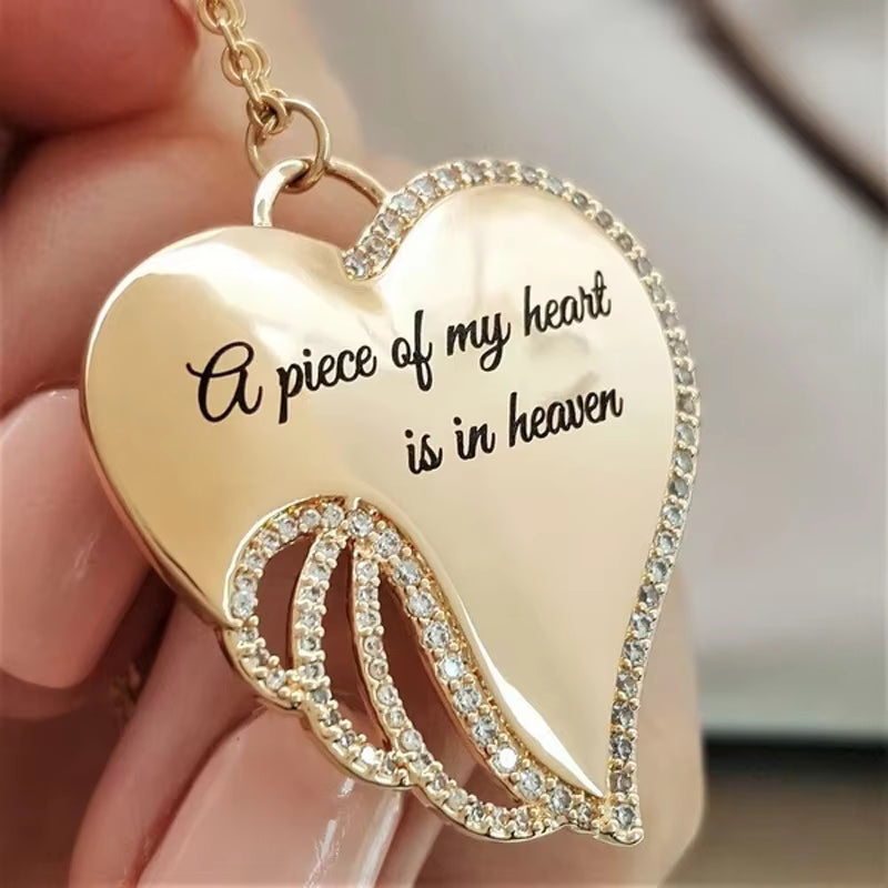 Elegant Angel Wings Memorial Necklace - A Heartfelt Tribute to Loved Ones in Heaven