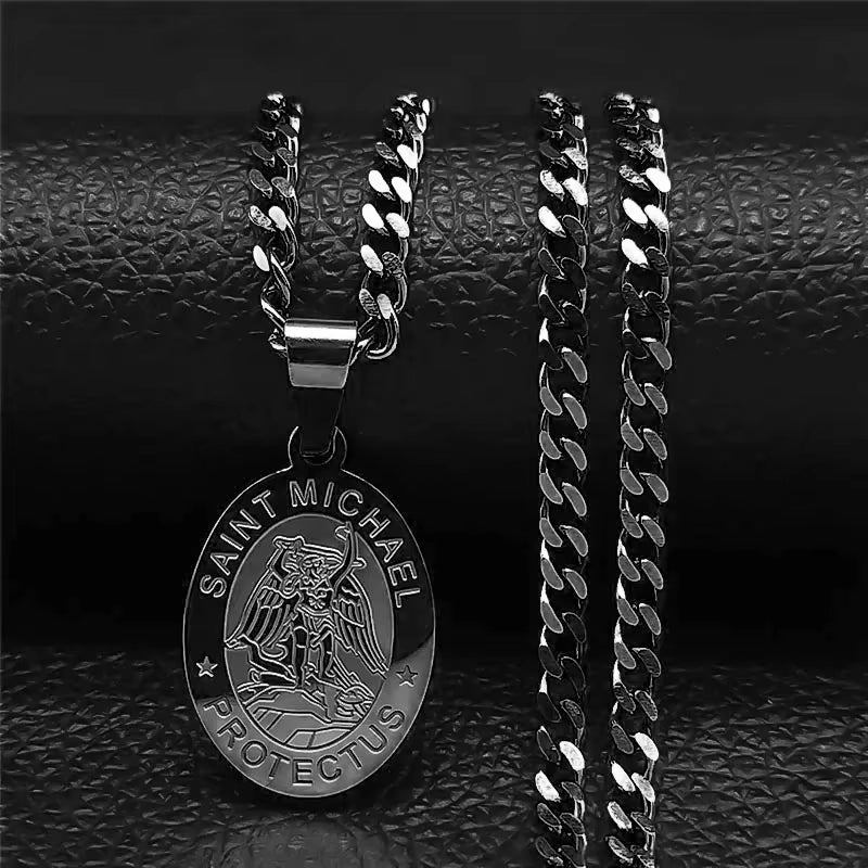 Divine Protection Saint Michael Archangel Gold Stainless Steel Necklace