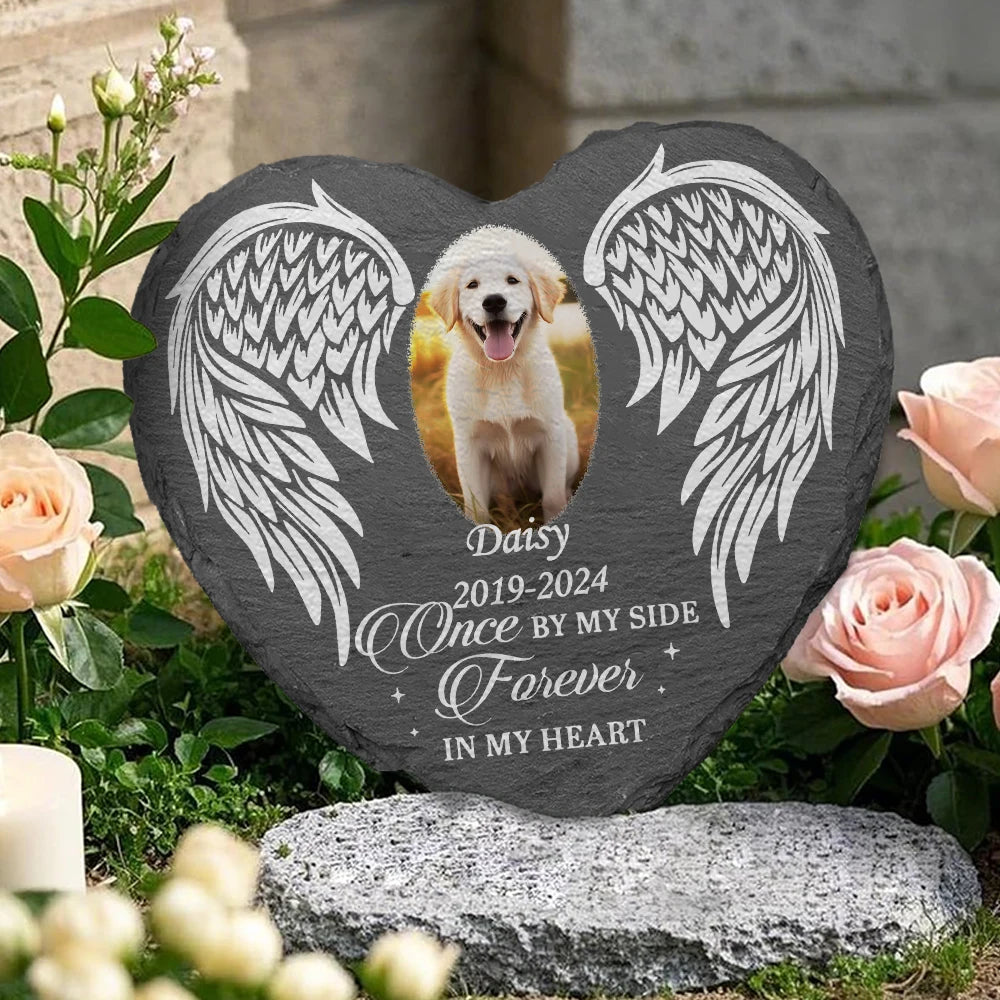 Personalized Pet Memorial Photo Stone for Garden and Home - Dog Memorial Slate, Pet Headstone, Commemorative Gift for Pet Loss