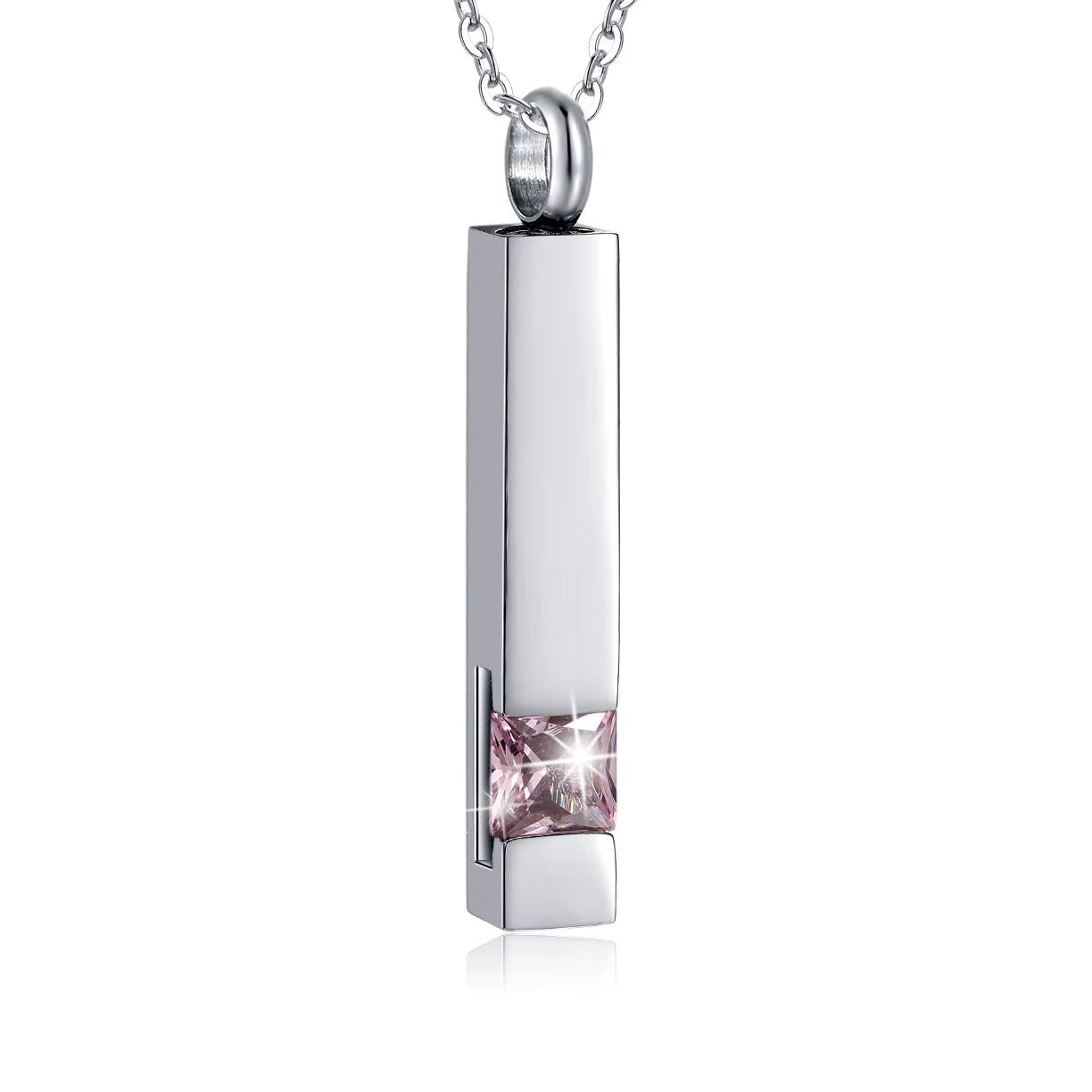 Elegant Crystal Cube Cremation Urn Necklace - Engravable Memorial Keepsake for Ashes