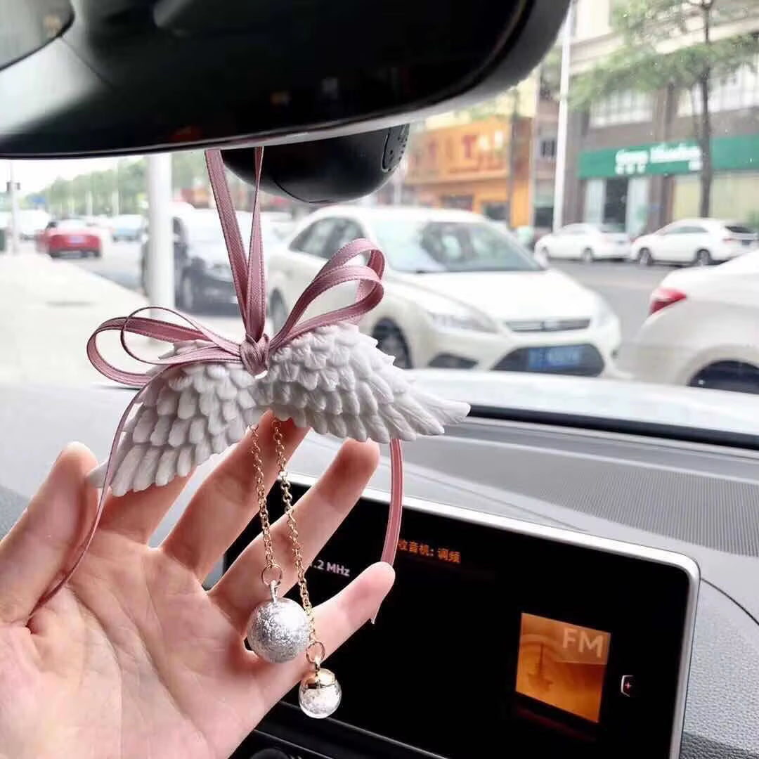 Car Pendant Angel Wings Automobile Rearview Mirror Decoration Ornaments Gypsum Wings Car Pendant Accessories