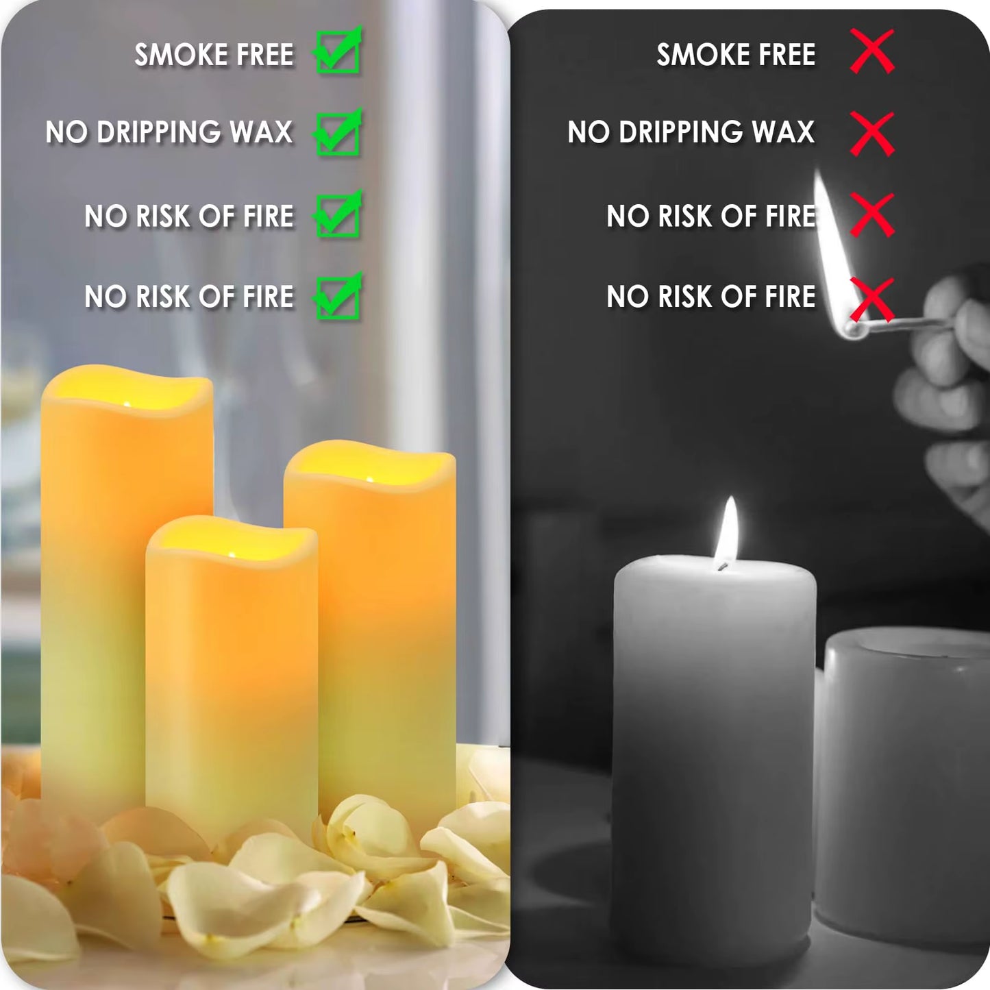 12-180Pcs LED Candles Flameless Candles with Remote(2'*3/4/5/6') Wedding Candles Battery Operated Candles Fireplace Decor