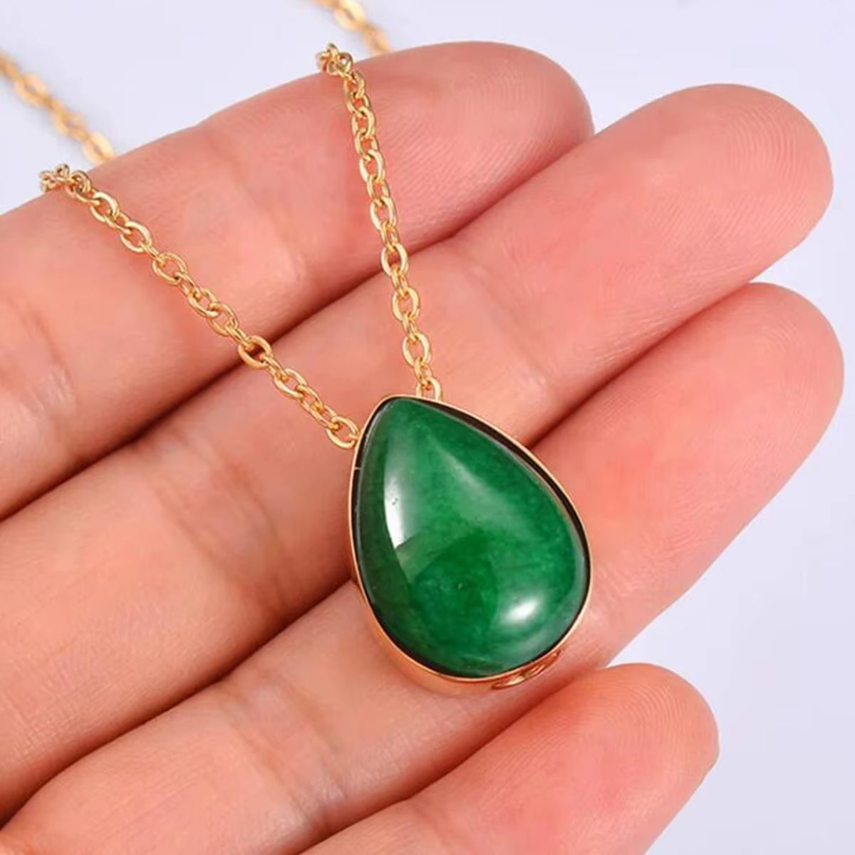 Elegant Teardrop Amethyst & Turquoise Pendant - Stainless Steel Cremation Urn Necklace for Cherished Memories