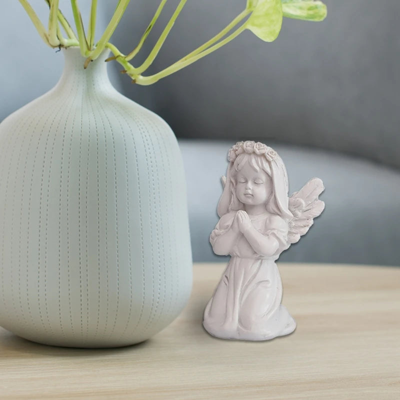 Elegant European Resin Angel Figurine - Cupid Sculpture for Outdoor and Home Décor, Symbolizing Peaceful Prayer