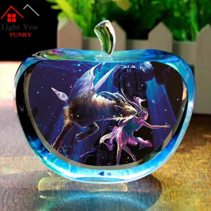 Enchanting Zodiac Angels Sparkling Crystal Apple Figurines