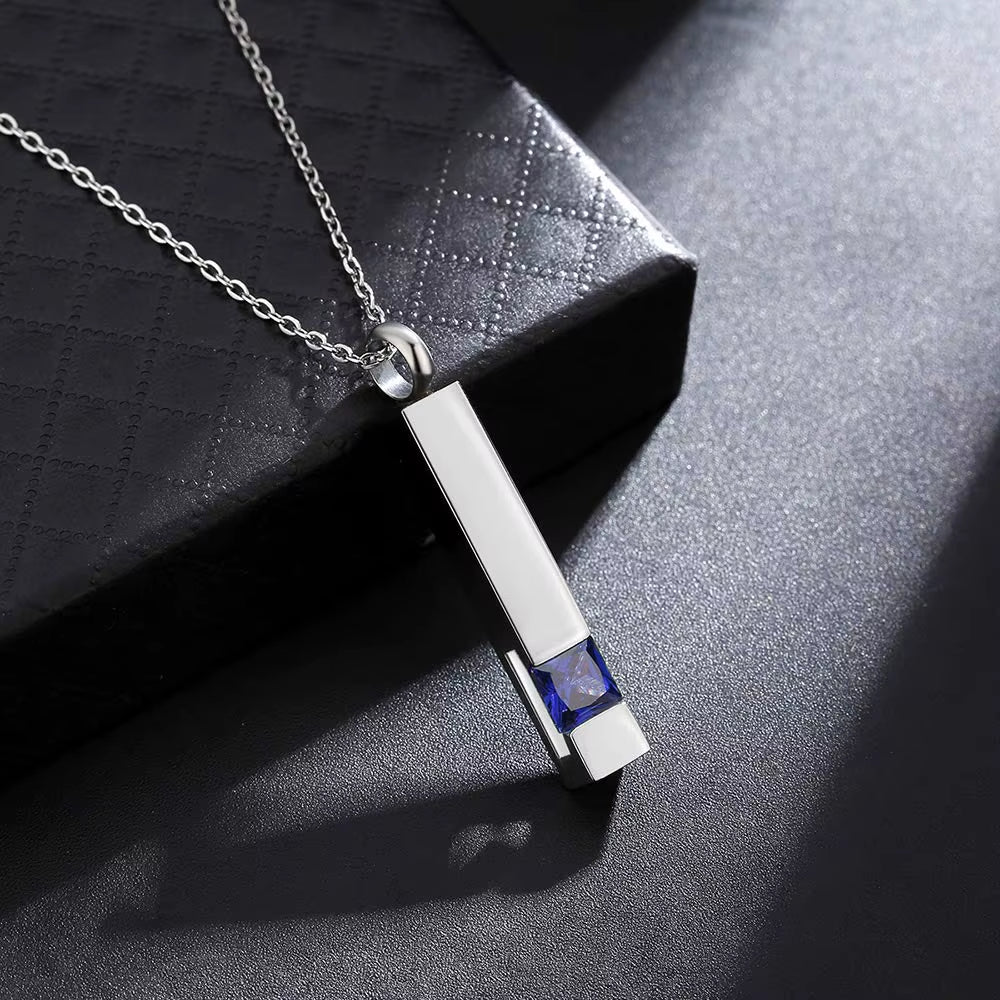 Elegant Crystal Cube Cremation Urn Necklace - Engravable Memorial Keepsake for Ashes