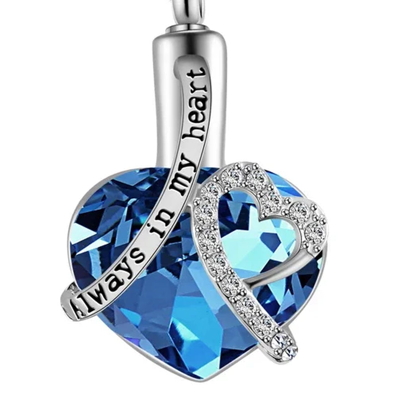 Always in My Heart Locket Cremation Ashes Urn Pendant with Birthstone Necklace Keepsake Jewelry