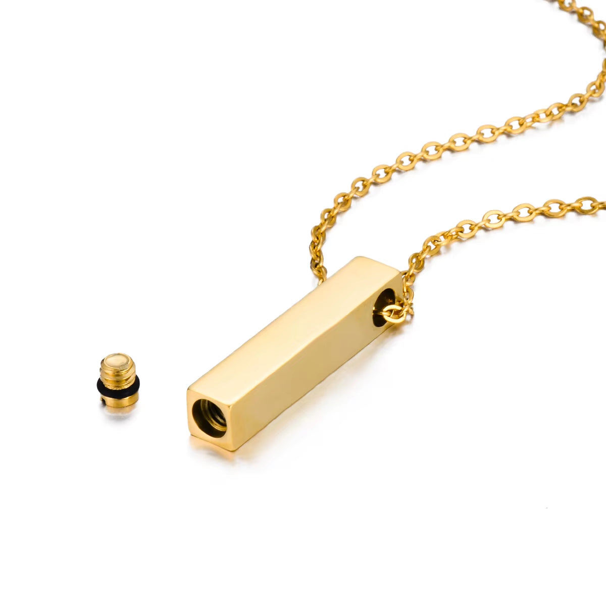 Elegant Stainless Steel Vertical Cubic Bar Urn Pendant Necklace - Memorial Ash Keepsake Jewelry in 3 Stunning Colors