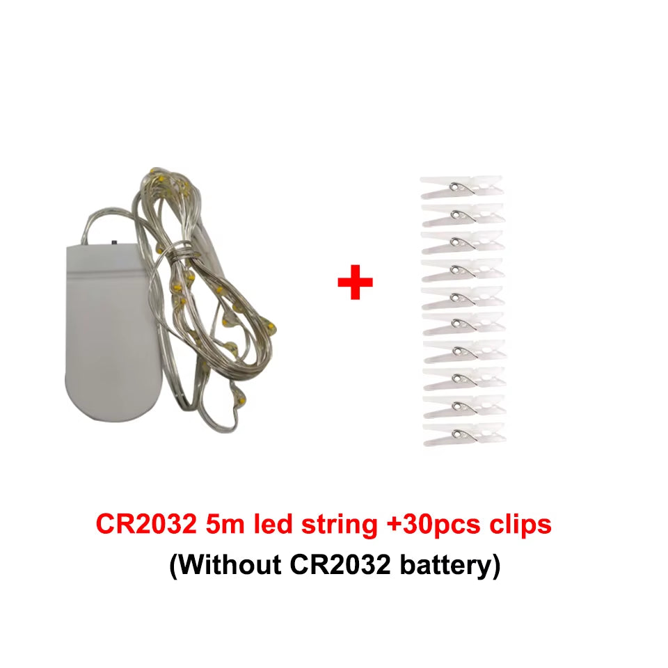 2M/5M/10M Photo Clip USB LED String Lights Fairy Lights Battery Operated Garland Light Christmas Decoration Party Wedding Xmas
