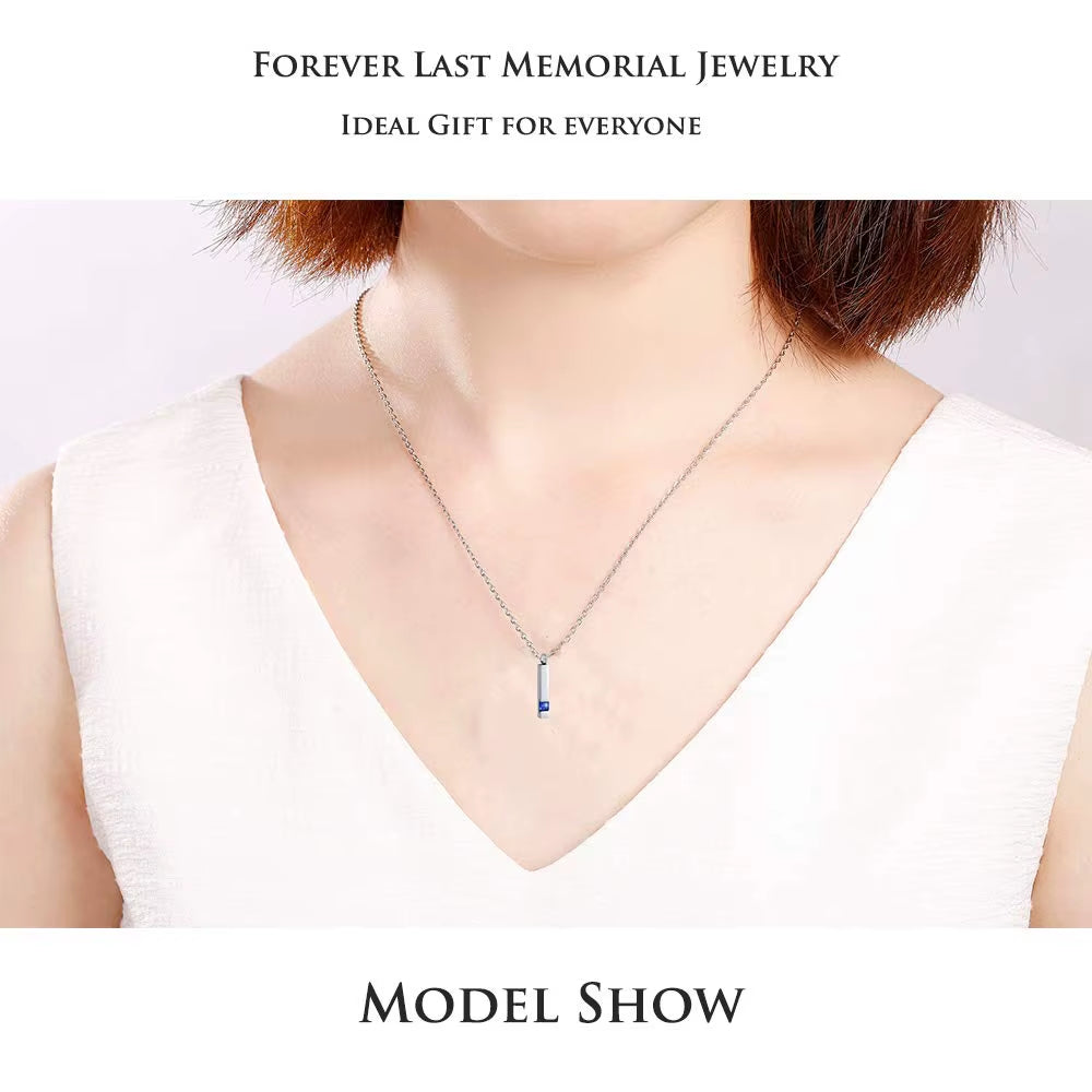 Elegant Crystal Cube Cremation Urn Necklace - Engravable Memorial Keepsake for Ashes