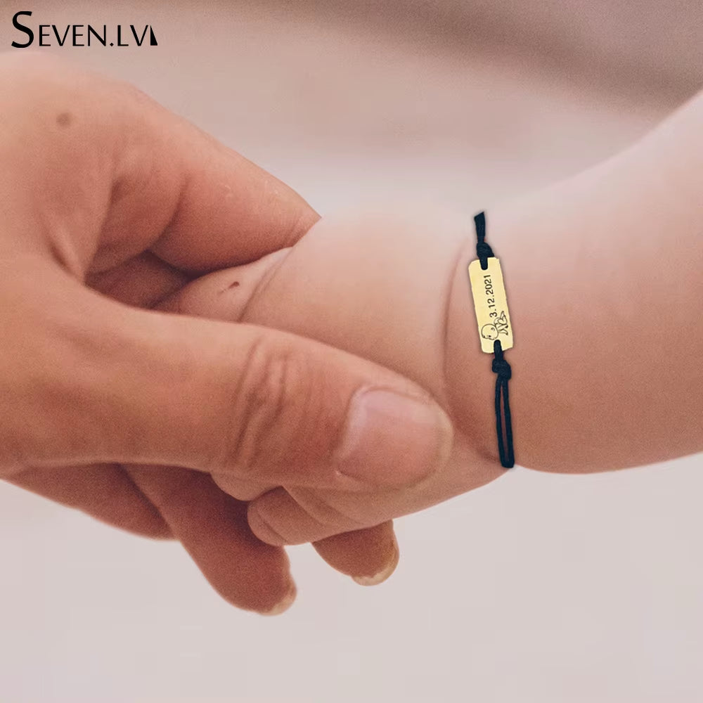Personalized Baby Bracelet - Custom Braided Rope with Name & Birthdate