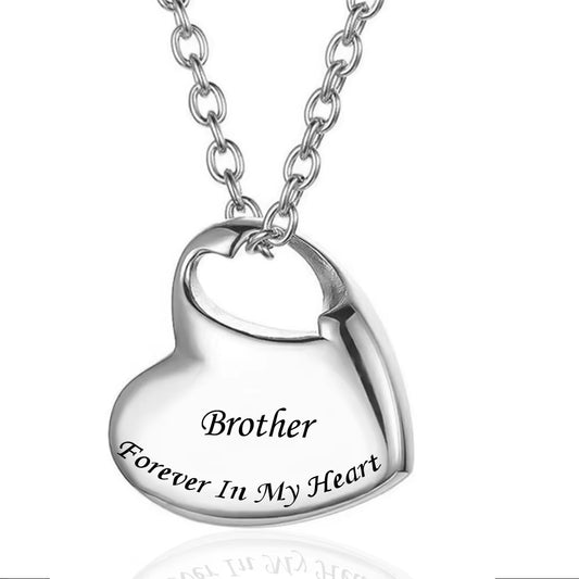 Stainless Steel Funeral Cremation Heart Forever in My Heart Pendant Keepsake Urn Necklace for Ashes Memorial Jewelry Mementos