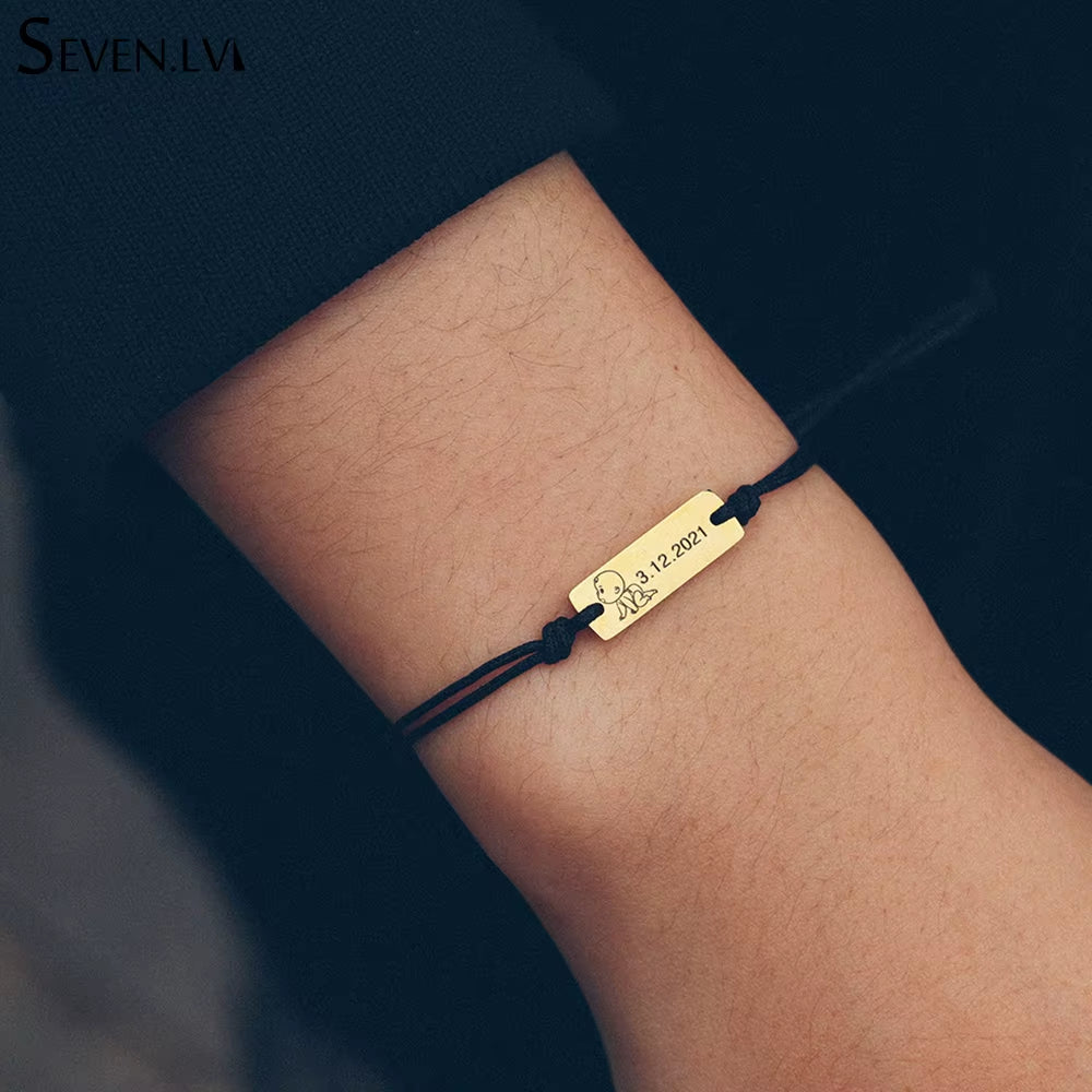 Personalized Baby Bracelet - Custom Braided Rope with Name & Birthdate