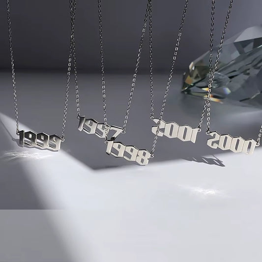 Custom Stainless Steel Birth Year Necklace (1980-2021) - Elegant Choker Pendant Jewelry for Men and Women
