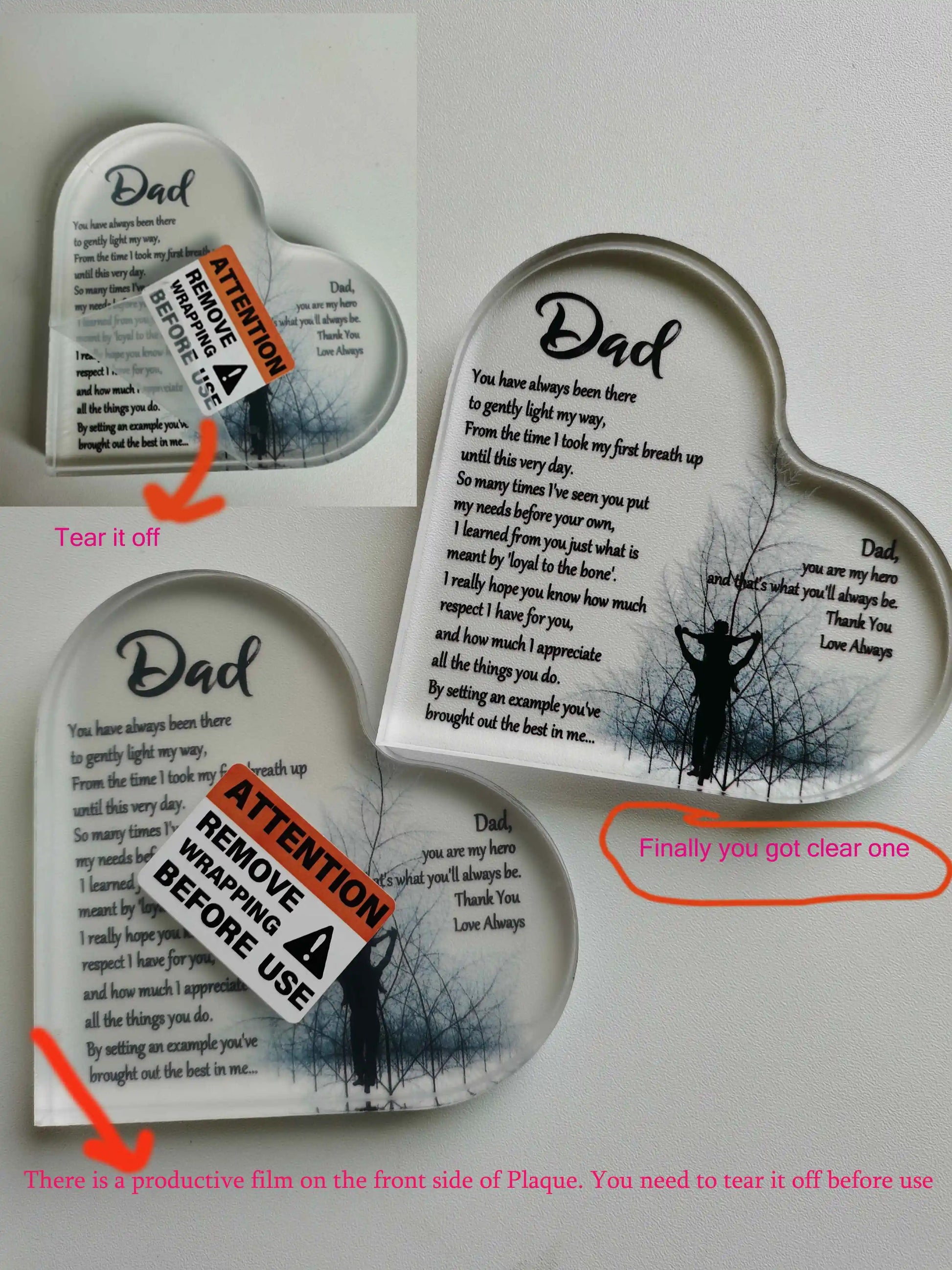 Heart-Shaped Acrylic Plaque - Perfect Keepsake Gift for Dad on Birthdays and Father's Day with Thankful Quote