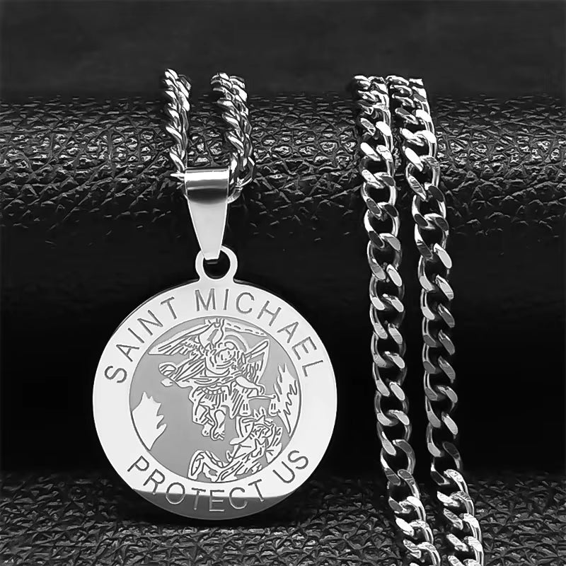 Divine Protection Saint Michael Archangel Gold Stainless Steel Necklace
