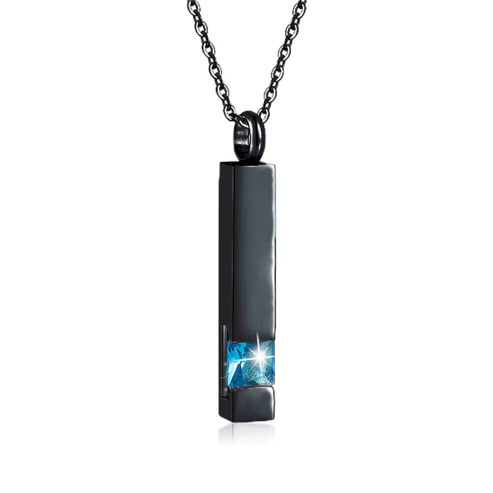 Elegant Crystal Cube Cremation Urn Necklace - Engravable Memorial Keepsake for Ashes