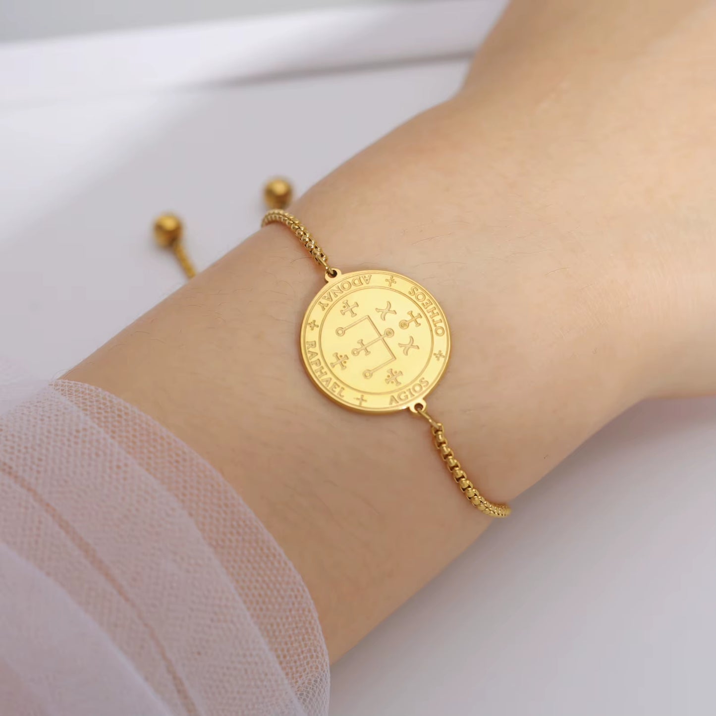 Seal of Archangel Michael Bracelet Michaelmas Raphael Uriel Gabriel Protective Talisman Stainless Steel Jewish Jewelry