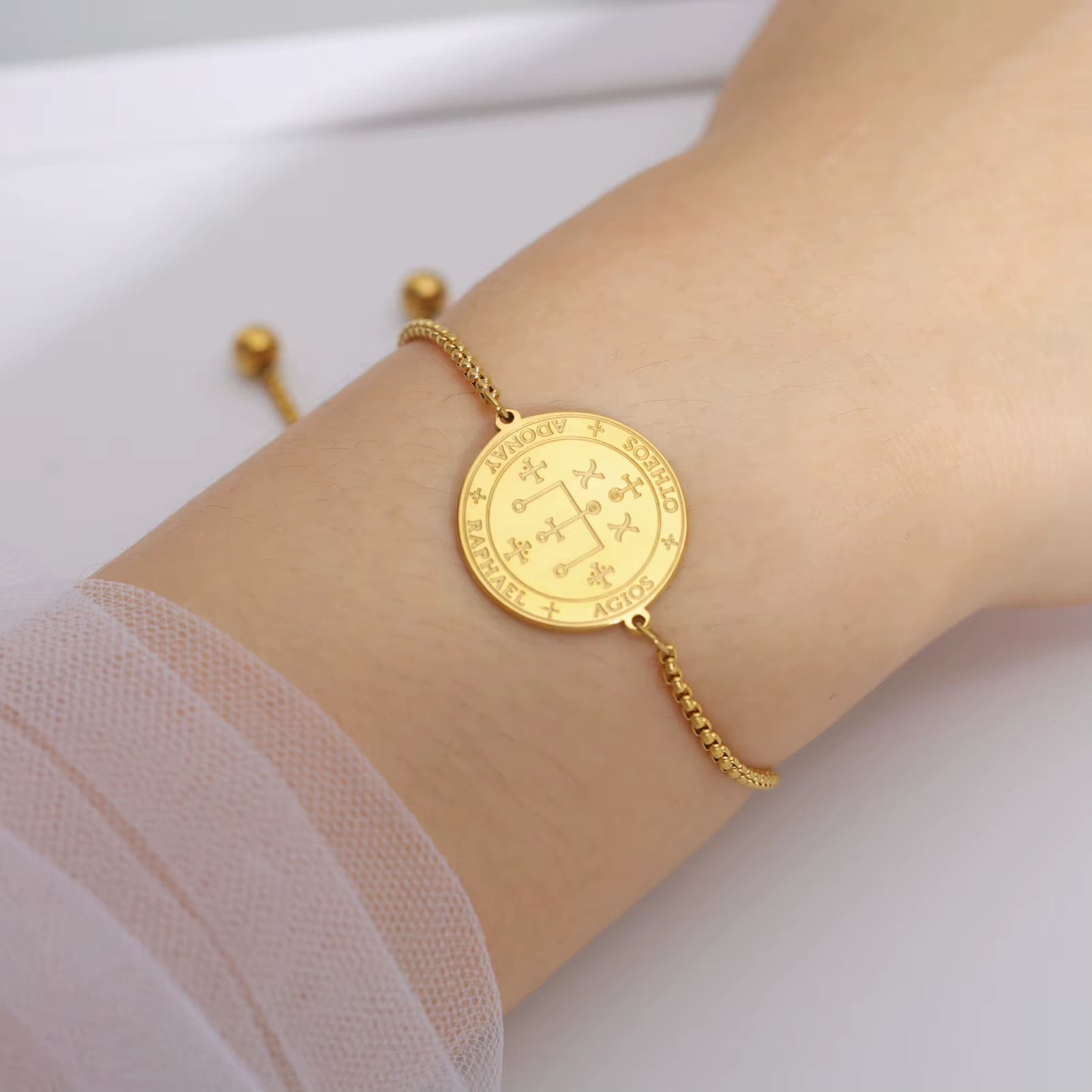 Seal of Archangel Michael Bracelet Michaelmas Raphael Uriel Gabriel Protective Talisman Stainless Steel Jewish Jewelry