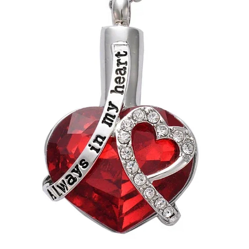 Always in My Heart Locket Cremation Ashes Urn Pendant with Birthstone Necklace Keepsake Jewelry