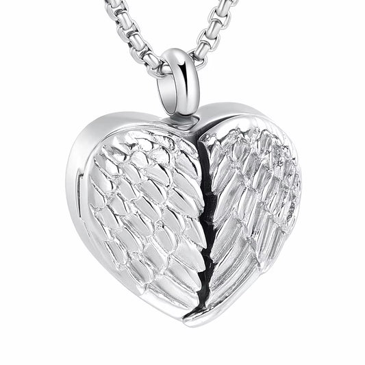 Openable Angel Wing for Photo of Loved Ones /Pets Always in My Heart Cremation Urn Pendant Necklace Hold Ashes - Engravable