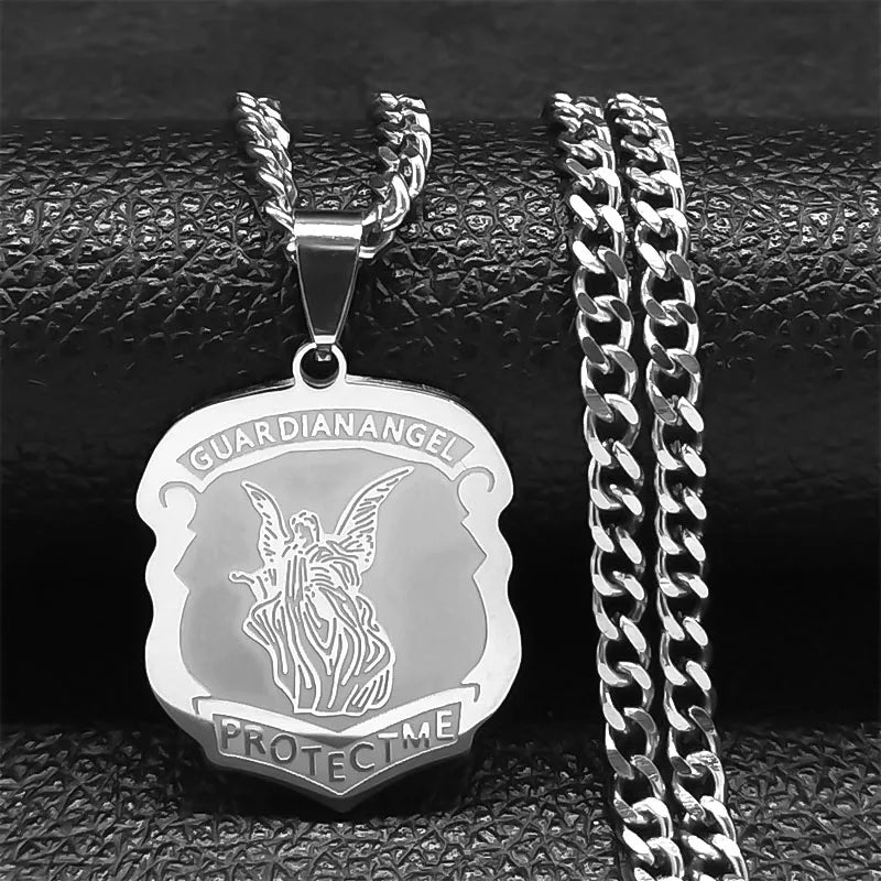Divine Protection Saint Michael Archangel Gold Stainless Steel Necklace
