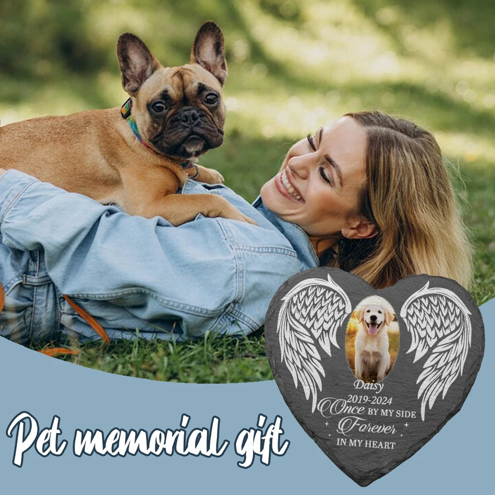 Personalized Pet Memorial Photo Stone for Garden and Home - Dog Memorial Slate, Pet Headstone, Commemorative Gift for Pet Loss