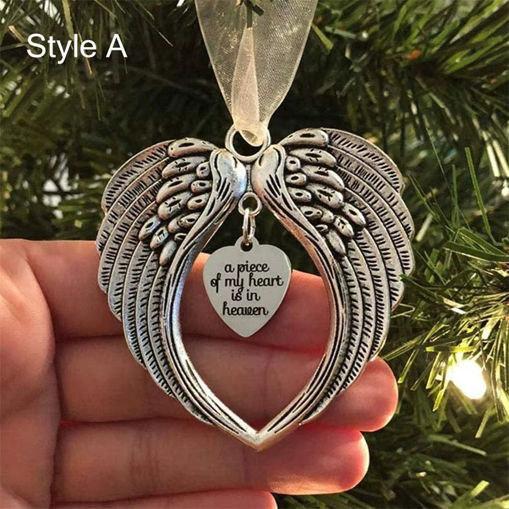 Christmas Angel Heart Ornament Stylish Pendant for Decoration a Piece of My Heart Is in Heaven Christmas Memorial Decoration
