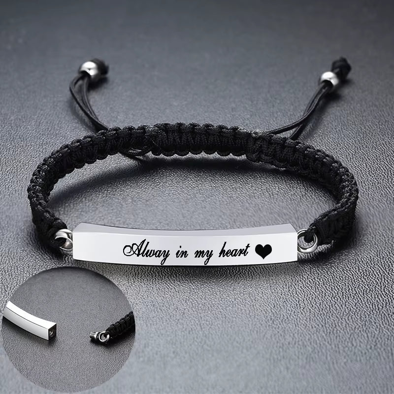 Engraved Memorial Urn Bracelet Stainless Steel Cremation Ash Bangles for Men Women Memorial Jewelry Hold Ashes of Loved Ones