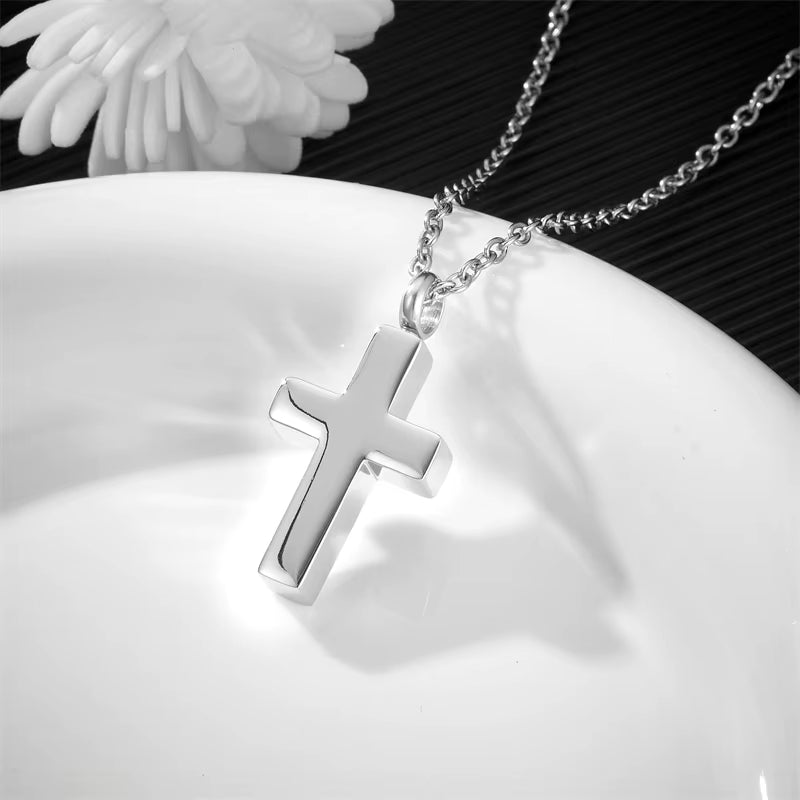 Elegant Stainless Steel Cremation Necklace - Ashes Holder Memorial Pendant Jewelry