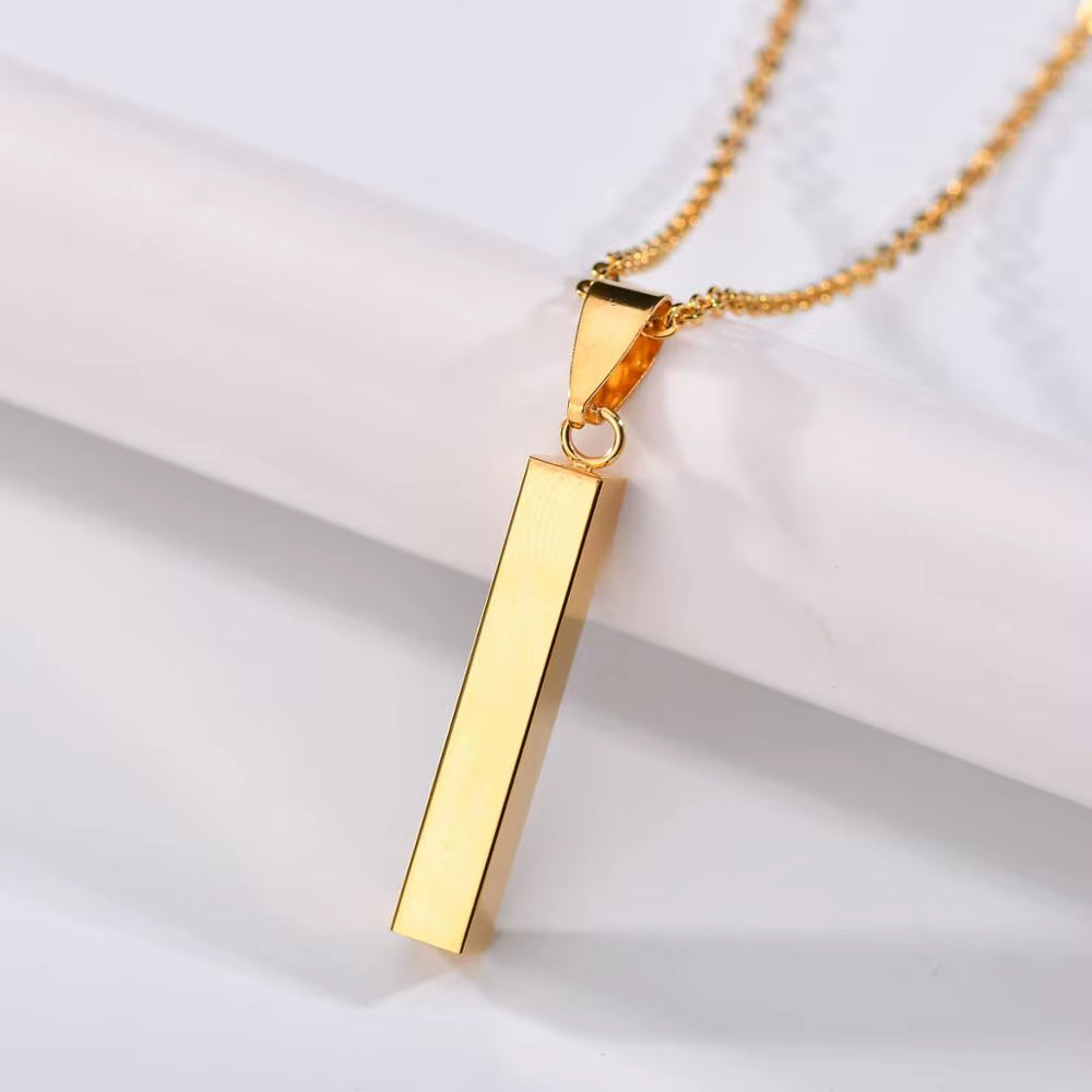 Custom Engraved Atoztide Stainless Steel Bar Necklace for Women - Personalized Name & Date Jewelry