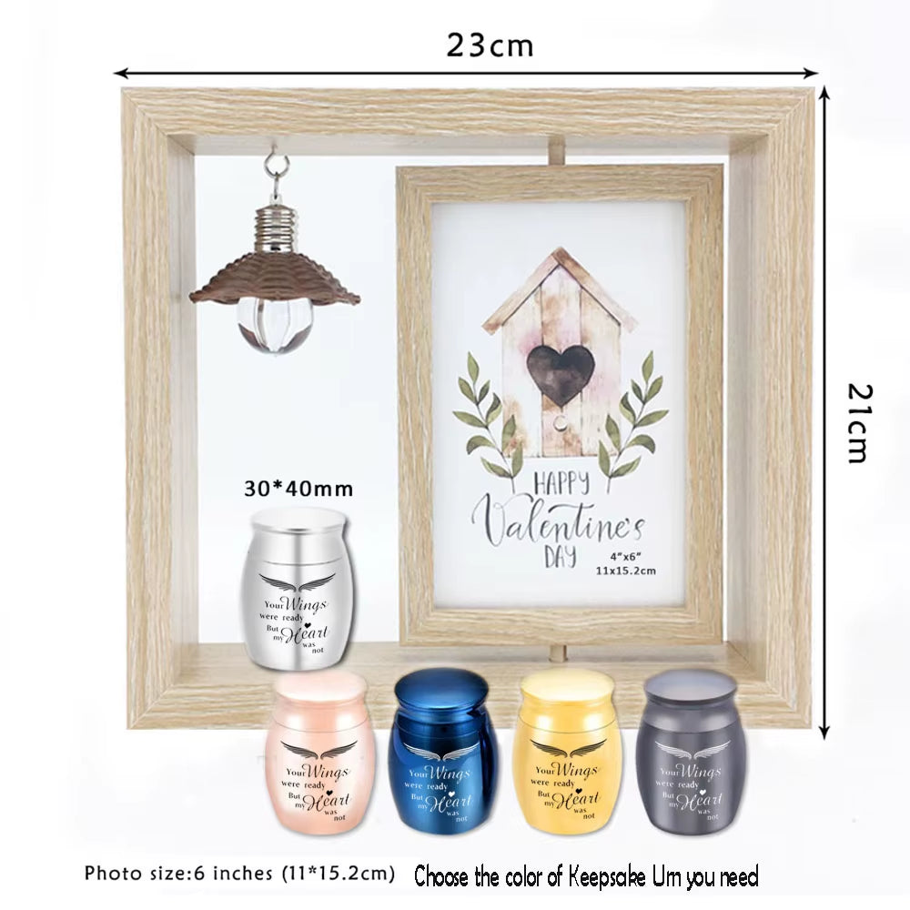 Photo Frame Cremation Urns ,Ashes Holder Keepsake,Angel Wings Memorial Mini Urn Funeral Urn Pendant - Your Wings Were Ready