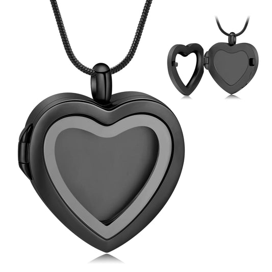 Glass Heart Urn Locket Necklace for Ashes of Loved Ones Ashes Keepsake Memorial Urn Jewelry