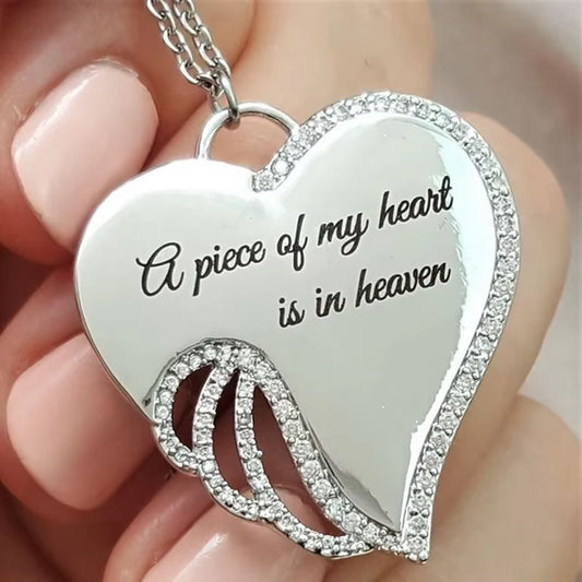 Elegant Angel Wings Memorial Necklace - A Heartfelt Tribute to Loved Ones in Heaven