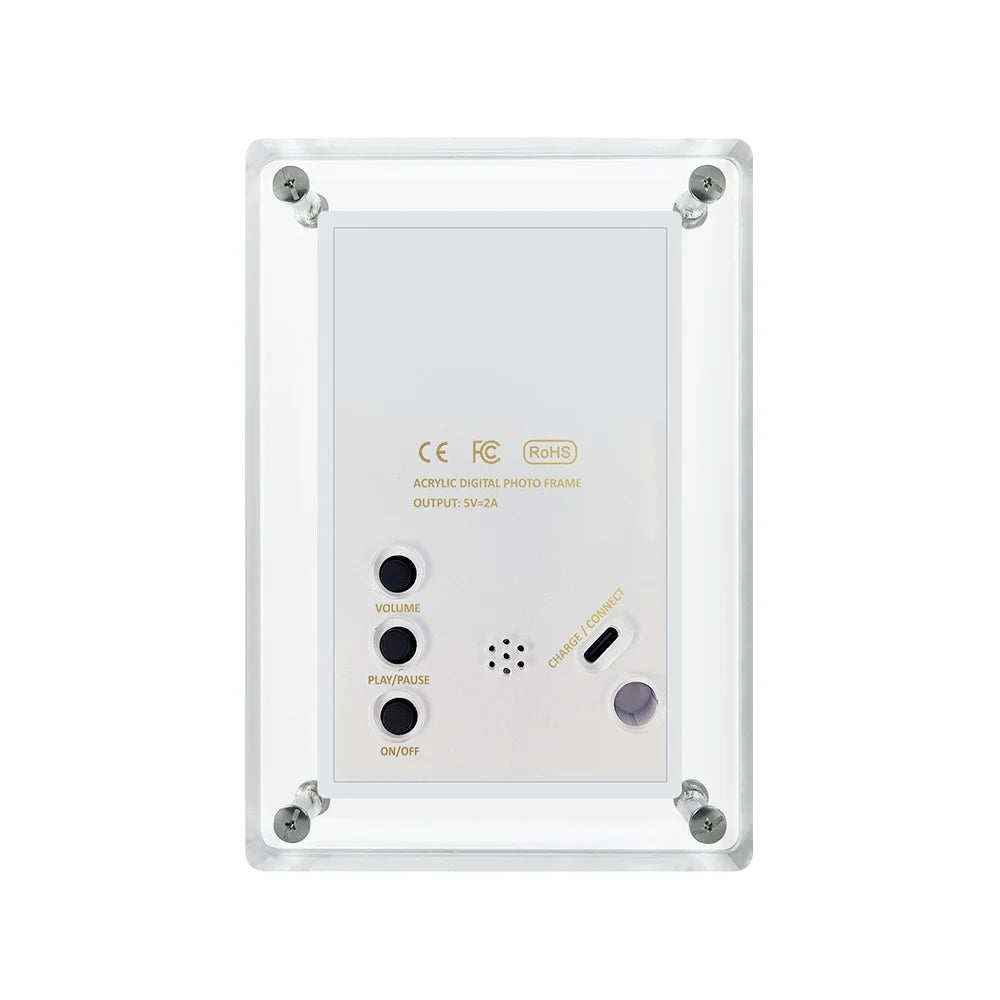 Where Memories Live" - 5” Rechargeable Acrylic Digital Photo Frame with Stunning IPS Display