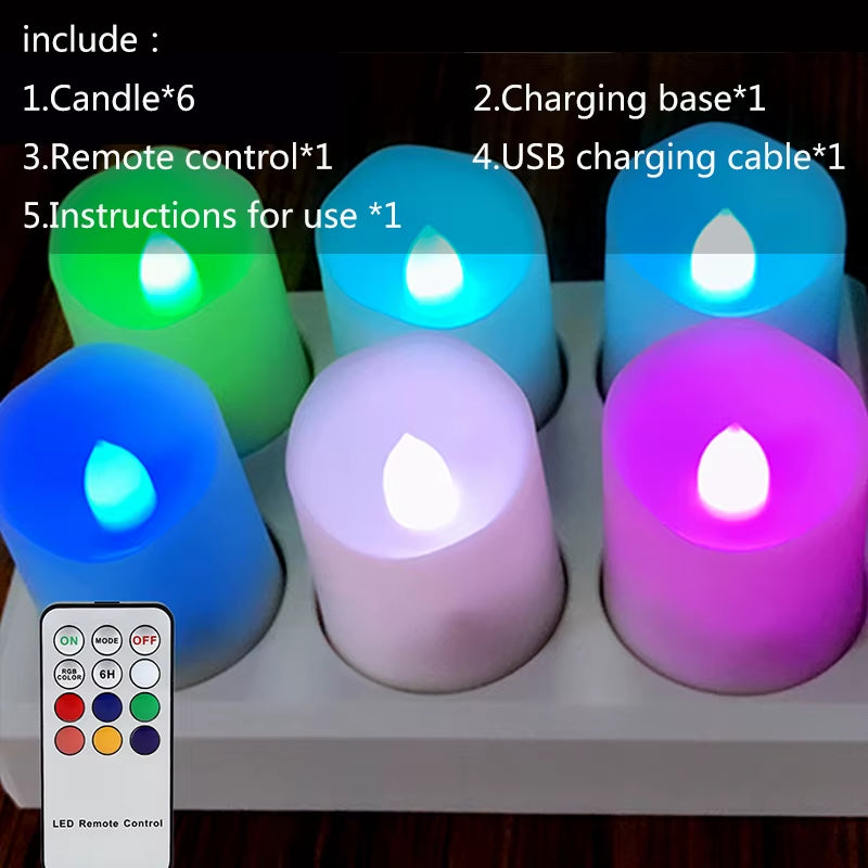 Flickering LED Candles with Remote Control - USB Rechargeable Tealights for Spooky Halloween Home Decoration