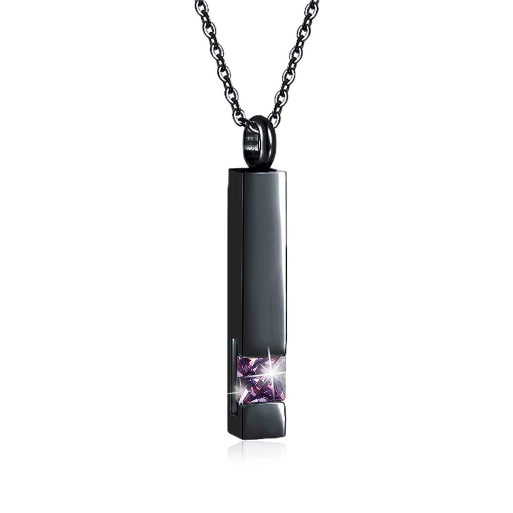 Elegant Crystal Cube Cremation Urn Necklace - Engravable Memorial Keepsake for Ashes