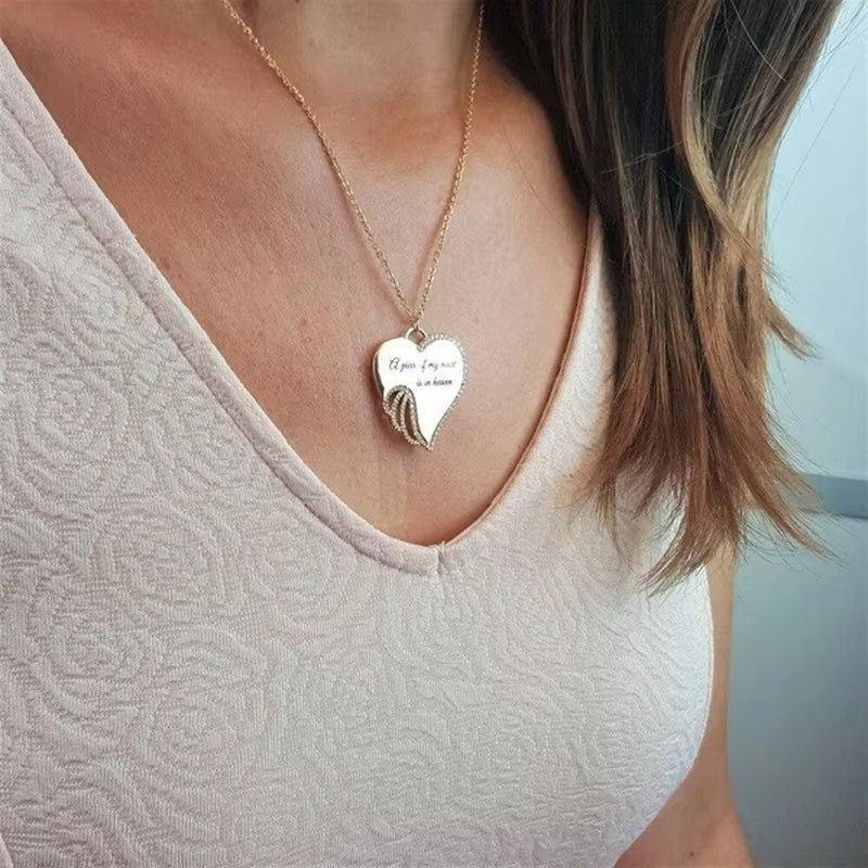 Elegant Angel Wings Memorial Necklace - A Heartfelt Tribute to Loved Ones in Heaven