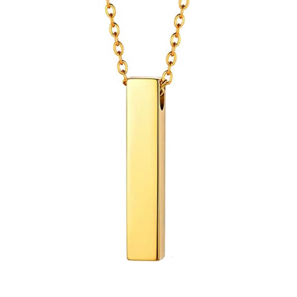 Elegant Stainless Steel Vertical Cubic Bar Urn Pendant Necklace - Memorial Ash Keepsake Jewelry in 3 Stunning Colors
