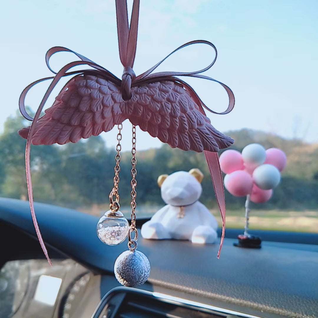 Car Pendant Angel Wings Automobile Rearview Mirror Decoration Ornaments Gypsum Wings Car Pendant Accessories
