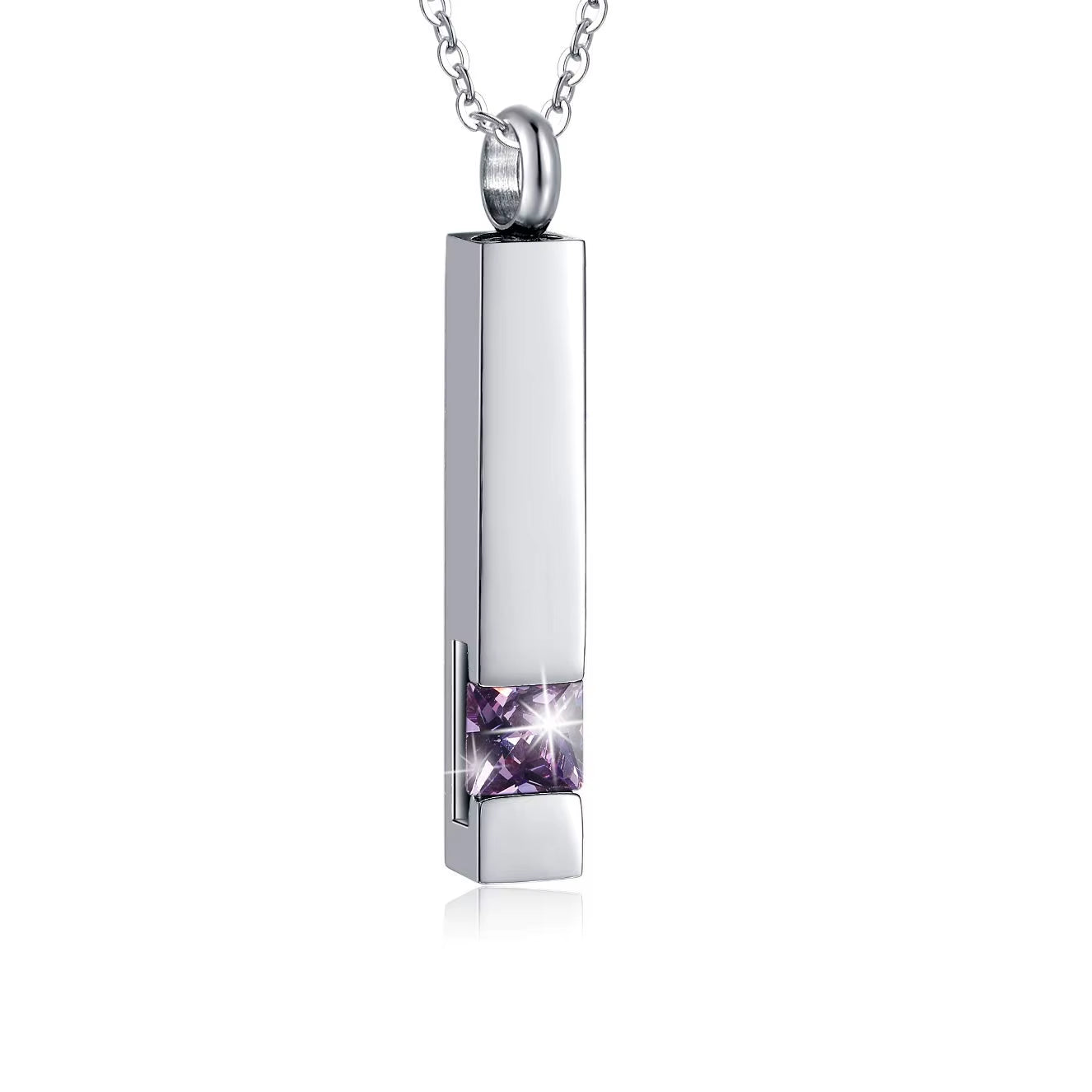 Elegant Crystal Cube Cremation Urn Necklace - Engravable Memorial Keepsake for Ashes